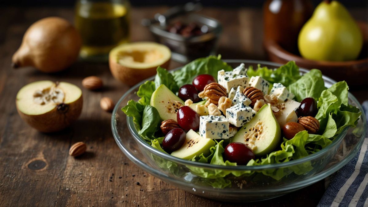 Une salade raffinée aux poires et roquefort
