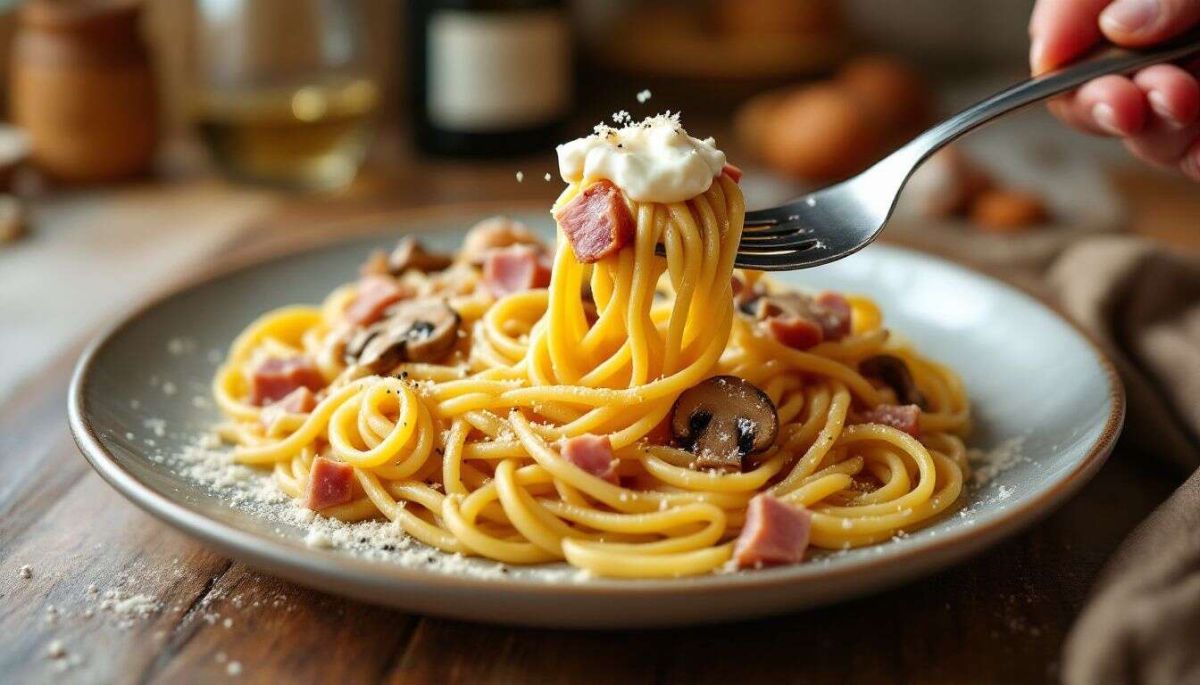 Des pâtes crémeuses au jambon en un rien de temps