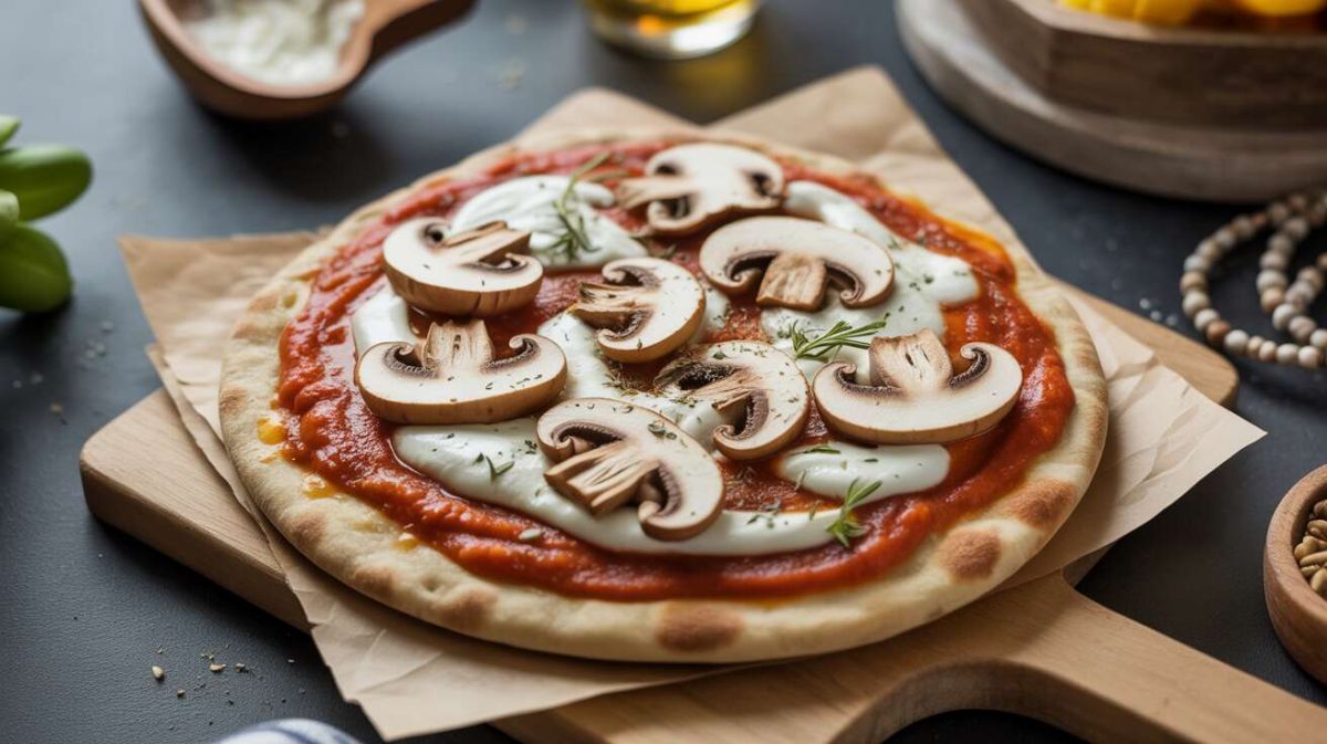 Découvrez la pizza naan champignons mozza en un temps record