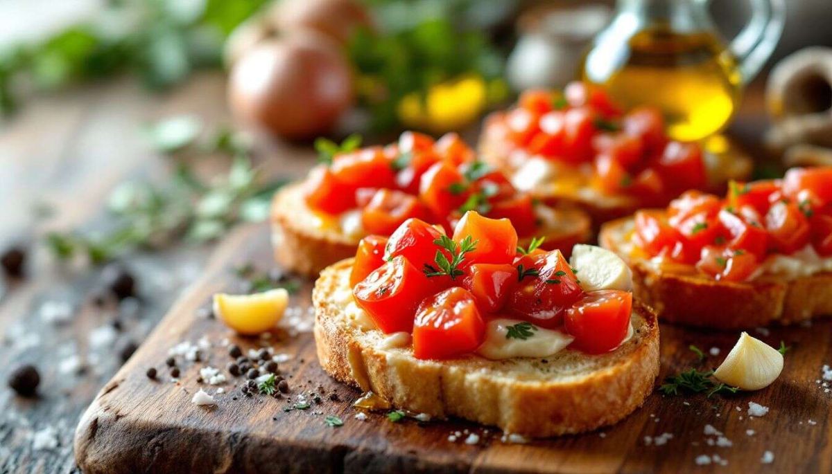Recette rapide de bruschettas à la tomate et à l'ail