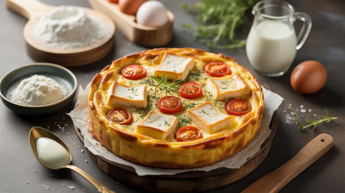 Dégustez un clafoutis salé aux tomates cerise et camembert