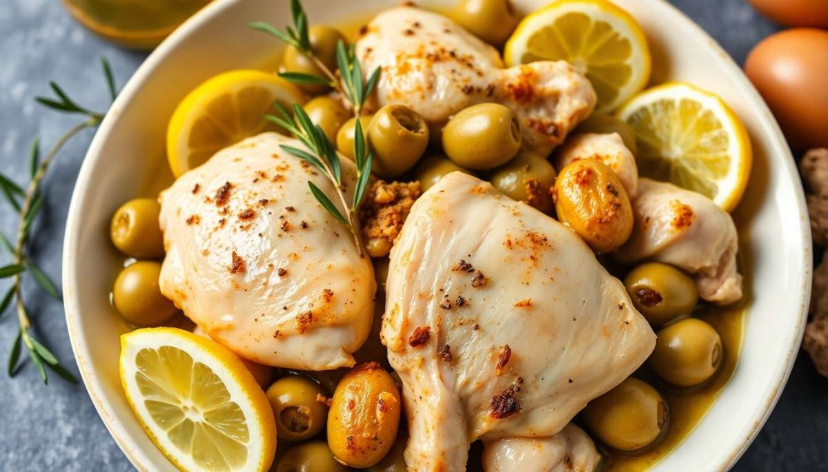 Plongez dans les saveurs du poulet au citron et olives