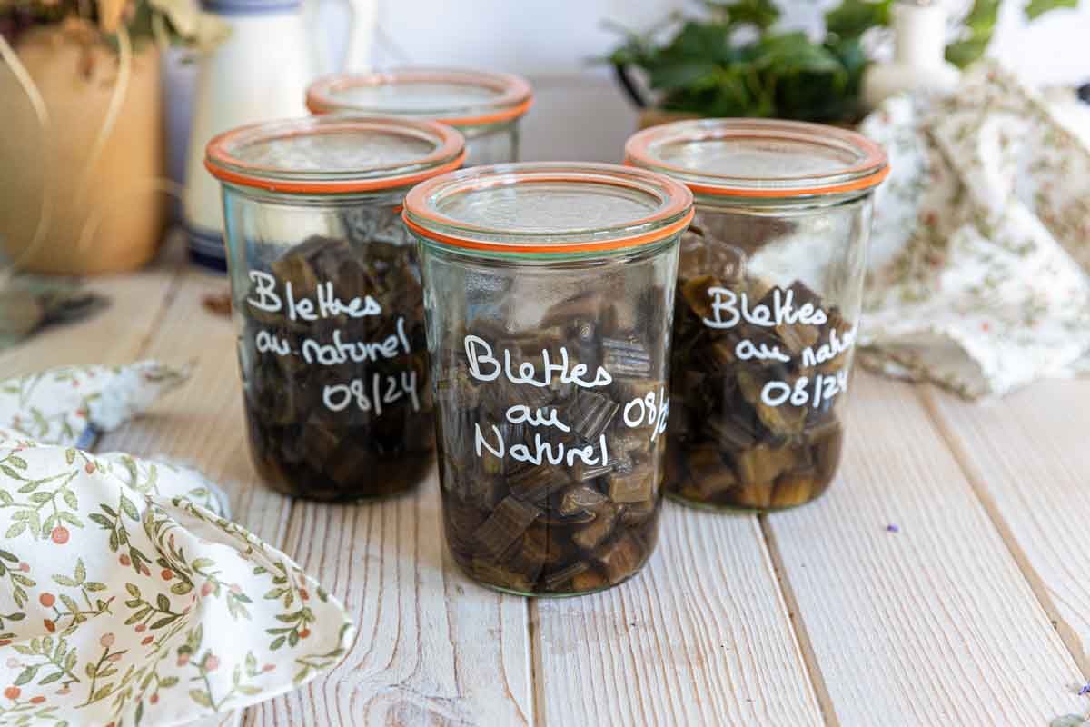 Bocaux de côtes de blettes au naturel
