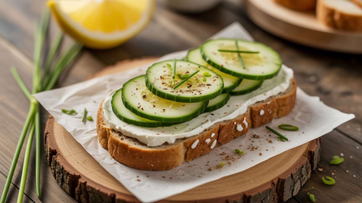 rafraîchissez vos repas avec des tartines de concombre au fromage frais