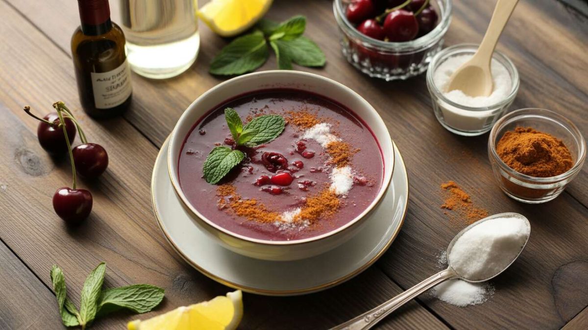 découvrez la soupe de cerises légère au vin blanc et à la cannelle