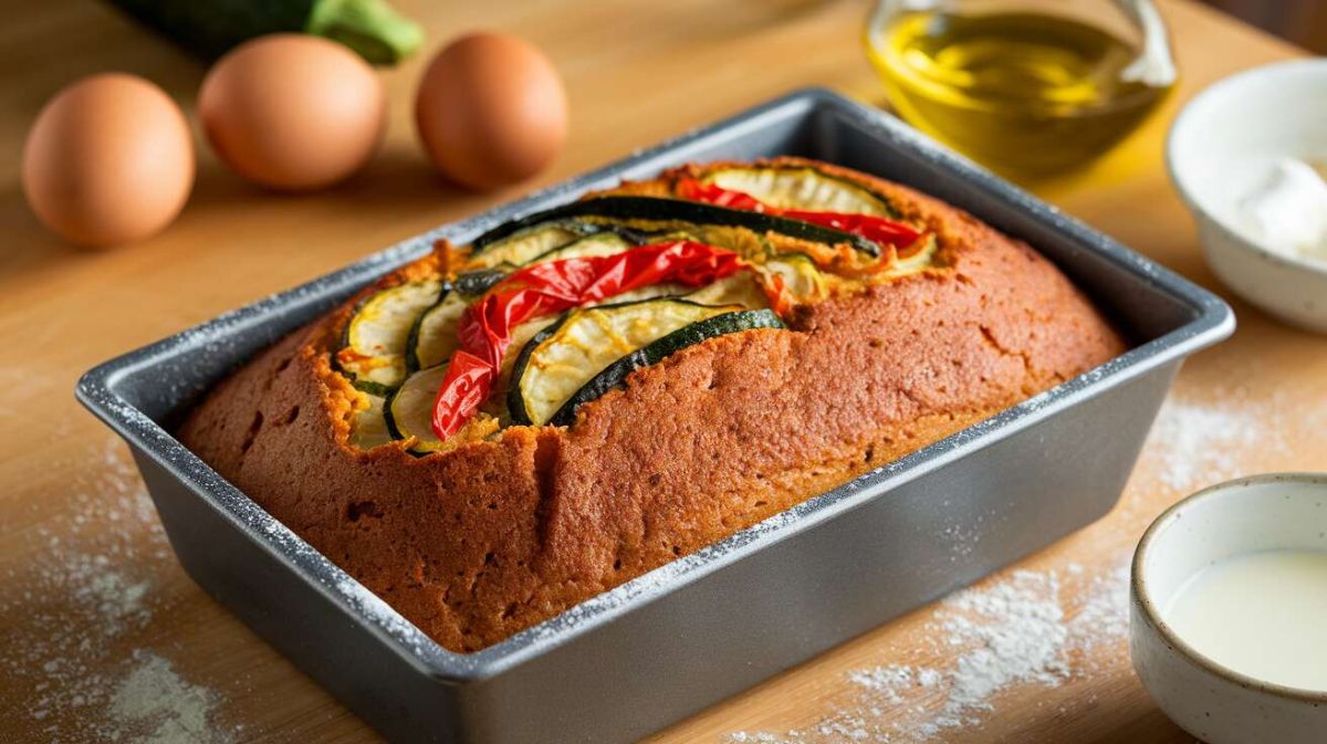 Cake aux légumes d'été et fromage de chèvre